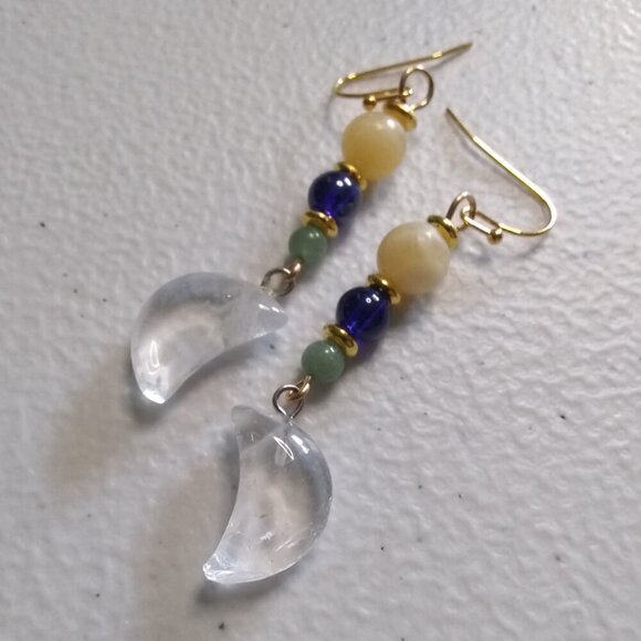 Playful Quartz Moon Dangle Earrings! - Picture 7 of 13